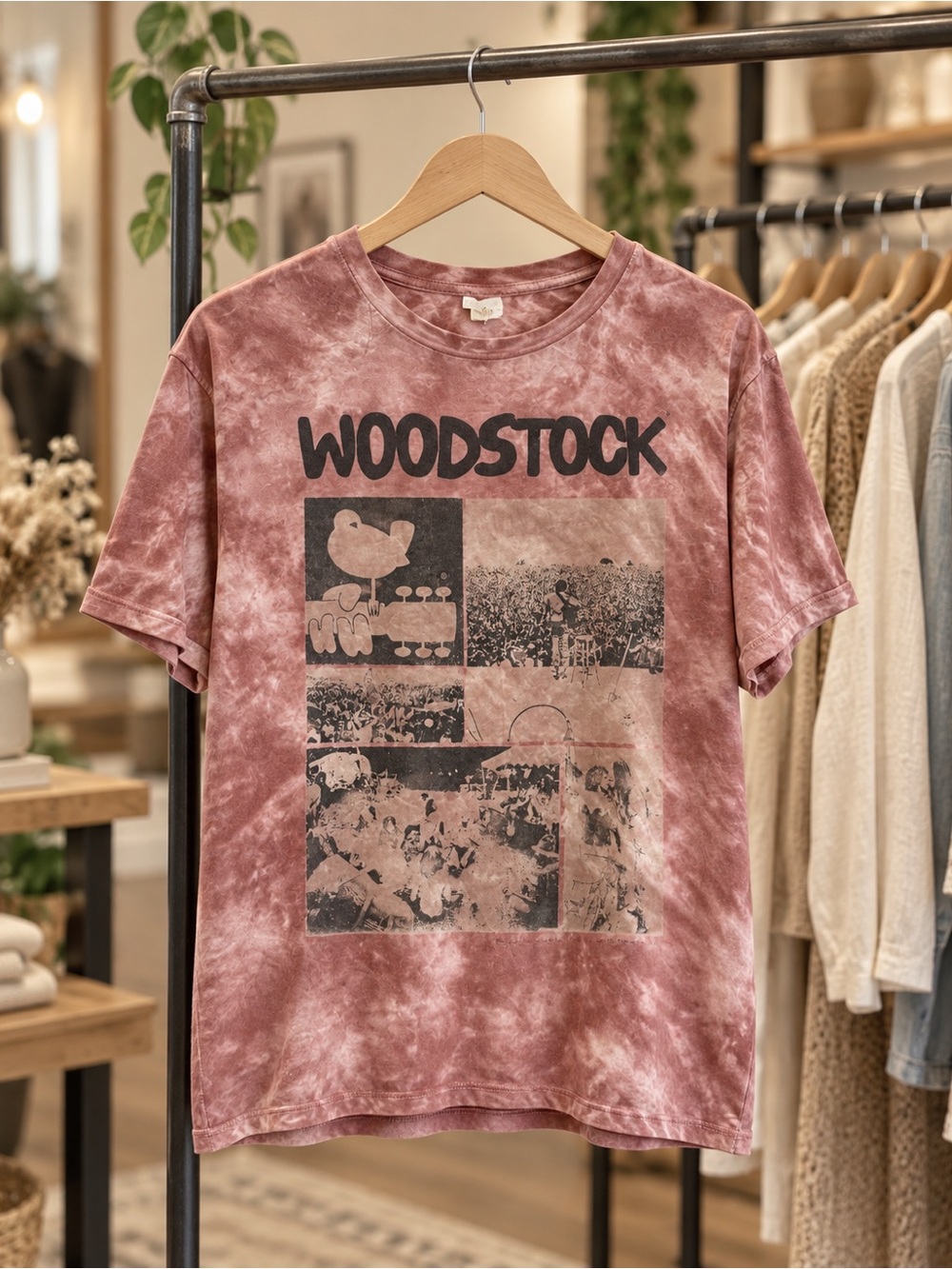 Maurices Tie-Dye Woodstock Graphic Tee in Rose and Black